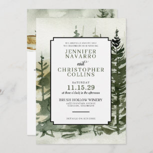 Watercolor Outdoorsy with Details Wedding Invitation