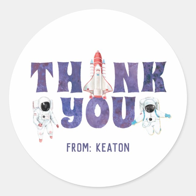 Watercolor Outer Space Thank You Sticker (Front)