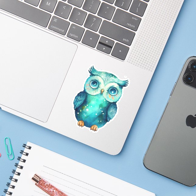 Watercolor Owl (Laptop w/ iPhone)