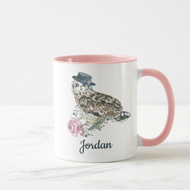 Watercolor Owl | Add Your Name Mug (Right)