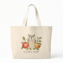 Watercolor Owl and Apples for Teachers