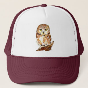 Watercolor Owl Bird Wildlife Nature Art Trucker Hat