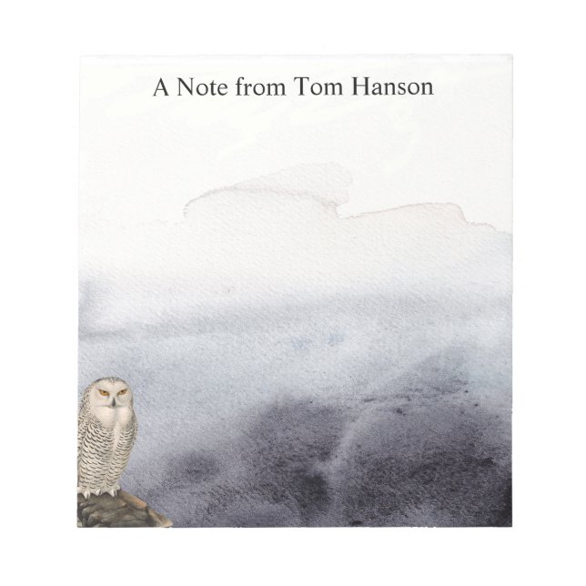 Watercolor Owl Blue Clouds Personalised Notepad (Front)