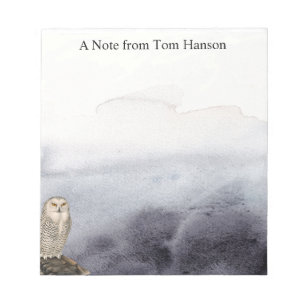 Watercolor Owl Blue Clouds Personalized Notepad
