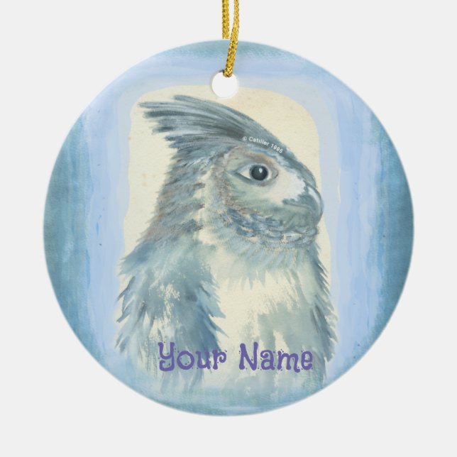 Watercolor Owl  Ceramic Ornament (Front)