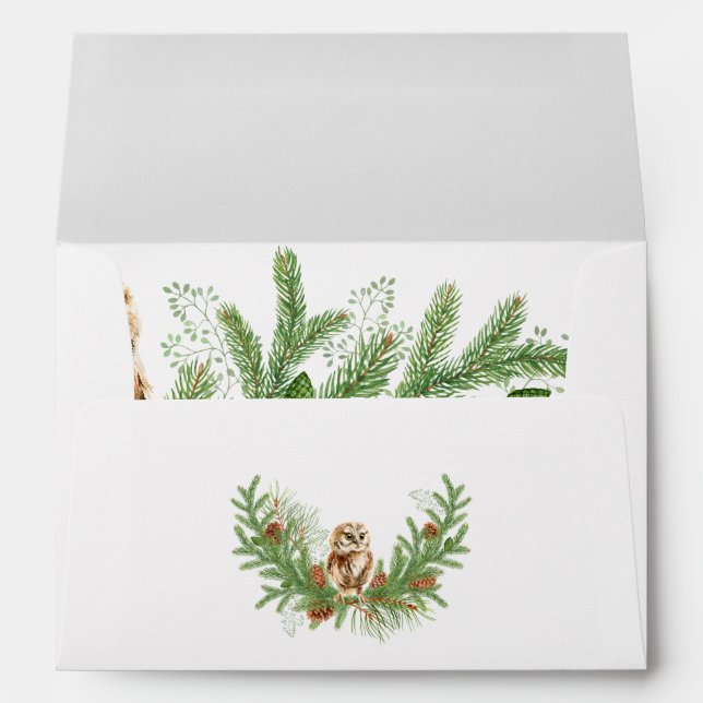 Watercolor Owl Christmas Envelope (Back (Bottom))