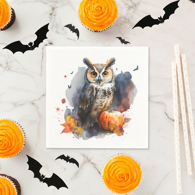 Watercolor Owl Halloween Napkin (Creator Uploaded)