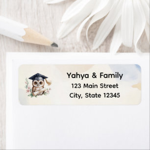 Watercolor Owl Pre-K Kindergarten Graduation Return Address Label