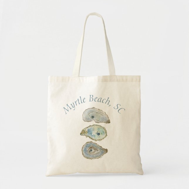 Watercolor Oyster Beachtown Tote Bag (Front)