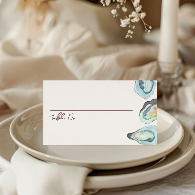 Watercolor Oyster Coast Seaside Wedding Place Card (Creator Uploaded)