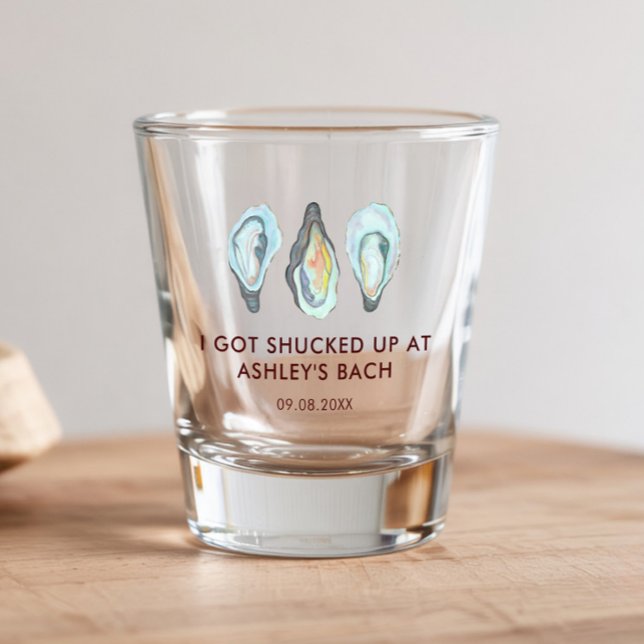Watercolor Oyster Coastal Seaside Bachelorette Shot Glass (Creator Uploaded)