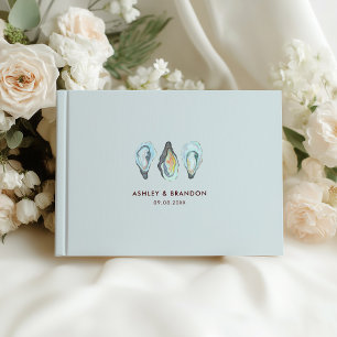 Watercolor Oyster Coastal Seaside Wedding Guest Book