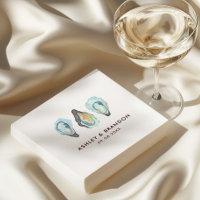 Watercolor Oyster Coastal Seaside Wedding