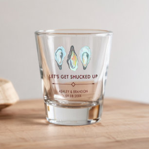 Watercolor Oyster Coastal Seaside Wedding Shot Glass