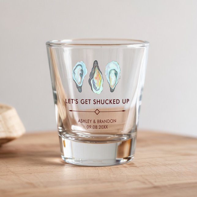 Watercolor Oyster Coastal Seaside Wedding Shot Glass (Creator Uploaded)