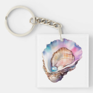 Watercolor Oyster Key Ring