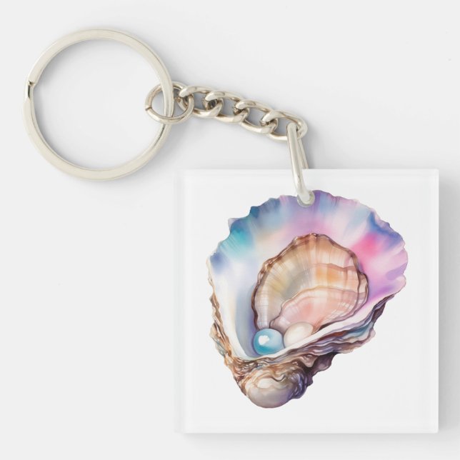 Watercolor Oyster Key Ring (Front)