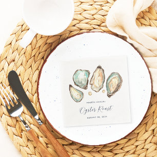 Watercolor Oyster & Pearl Oyster Roast Napkin
