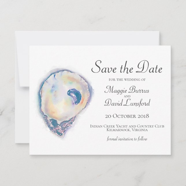 Watercolor Oyster Save the Dates Date (Front)