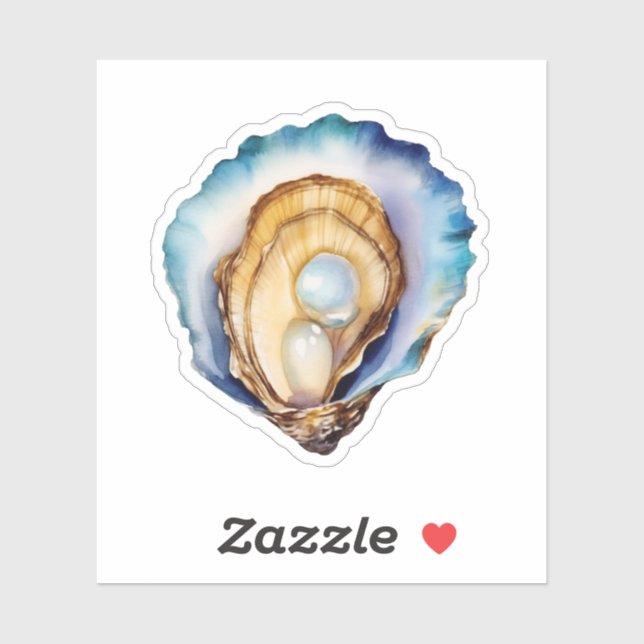 Watercolor Oyster Shell Custom-Cut Vinyl Sticker (Sheet)