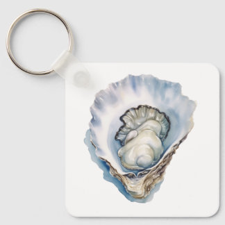 Watercolor Oyster Shell Key Ring