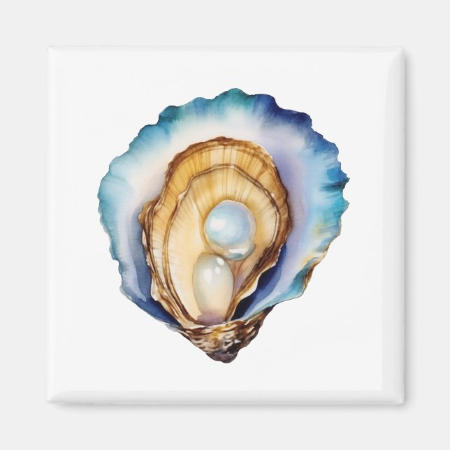Watercolor Oyster Shell Magnet (Front)