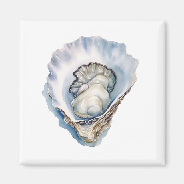 Watercolor Oyster Shell Magnet (Front)