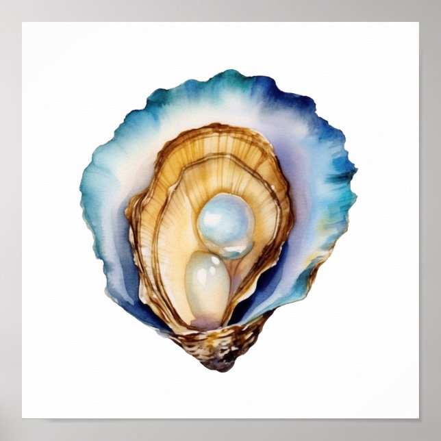 Watercolor Oyster Shell Poster (Front)
