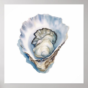 Watercolor Oyster Shell Poster