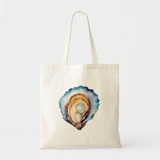 Watercolor Oyster Shell Tote Bag (Front)
