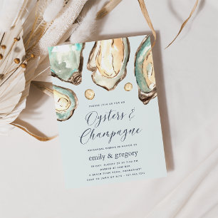 Watercolor Oysters & Champagne Rehearsal Dinner Invitation