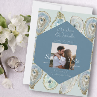 Watercolor Oysters Wedding Save The Date