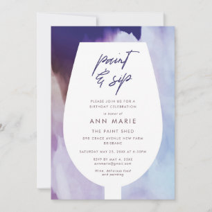Watercolor Paint and Sip Wine Party Invitation
