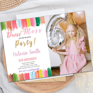 Watercolor Paint Birthday Invitations with photo