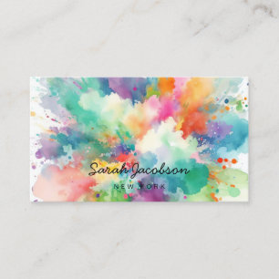 Watercolor Paint Explosion Rainbow Coloured Business Card