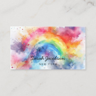Watercolor Paint Explosion Rainbow Coloured Business Card