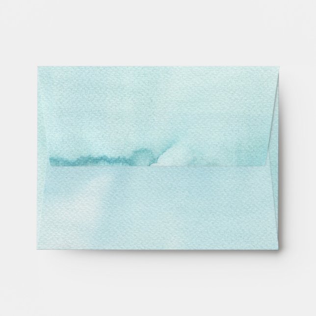 Watercolor Paint Light Aqua Blue Pretty Envelope (Back (Top Flap))