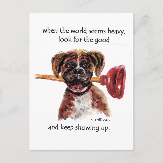 watercolor paint of Boxer & inspirational message Postcard (Front)