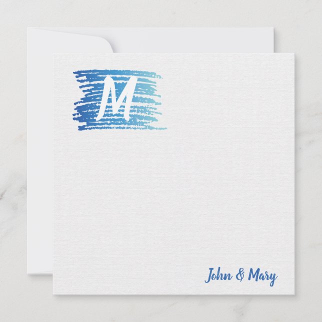 Watercolor Paint Smudge with Monogram    Card (Front)