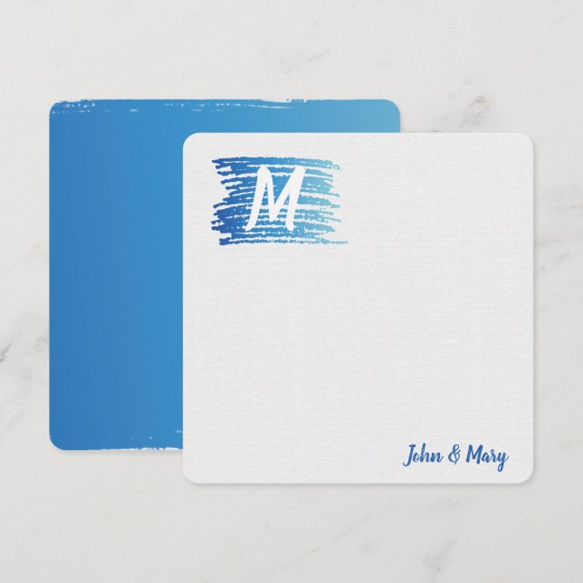 Watercolor Paint Smudge with Monogram  Card (Front/Back)