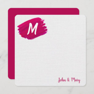 Watercolor Paint Smudge with Monogram   Card