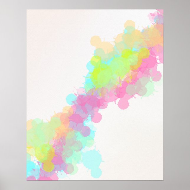 Watercolor Paint Splatter Colourful Rainbow Poster (Front)