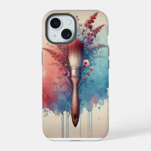 Watercolor Paintbrush With Floral Bouquet iPhone 15 Case