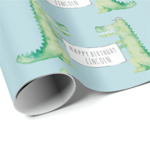 Watercolor painted alligators and custom sign wrapping paper