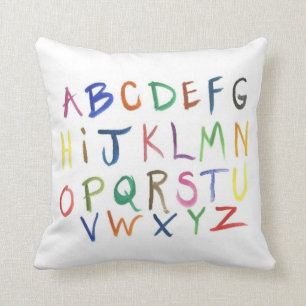 Watercolor Painted Alphabet Pillow  Colorful