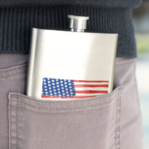 Watercolor painted American flag Hip Flask