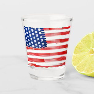 Watercolor painted American flag Shot Glass