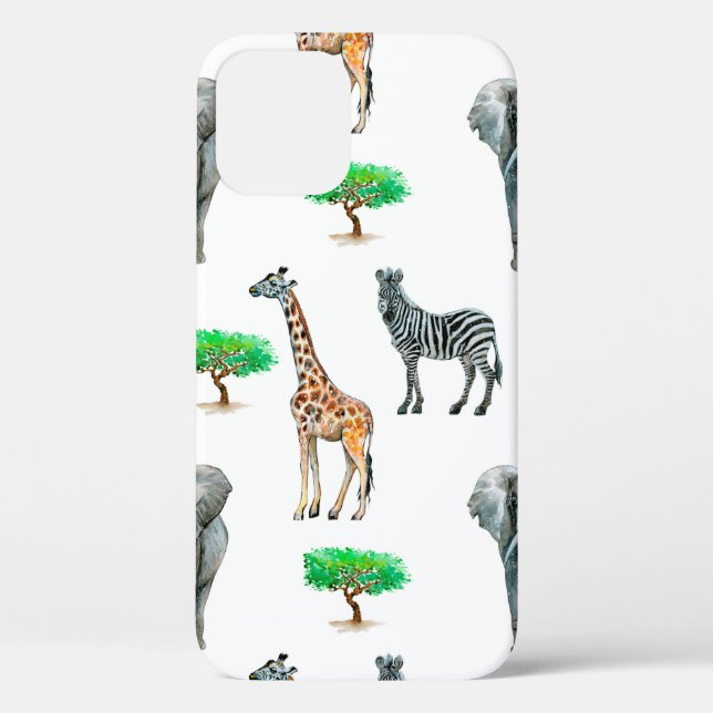 Watercolor painted animals seapless pattern Case-Mate iPhone case (Back)