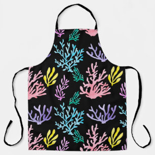 Watercolor painted corals seamless pattern apron