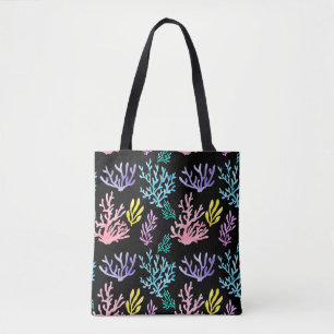 Watercolor painted corals seamless pattern tote bag